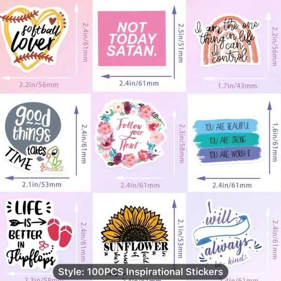 Set of 100 Motivational Quote Stickers - Picture 2 of 11